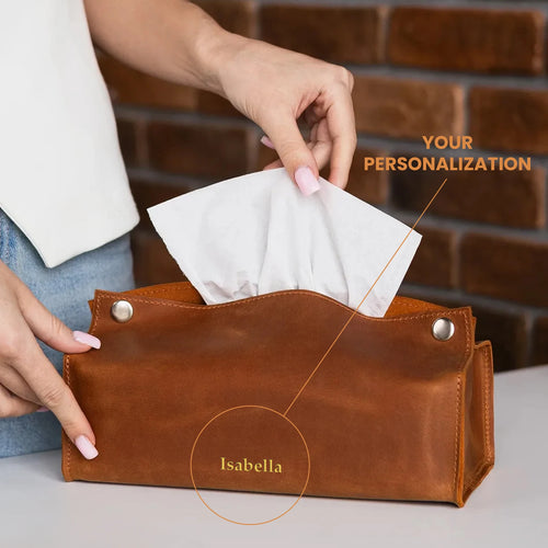 Leather Tissue Box Cover — Premium Personalized Handmade Leather  | Pikore