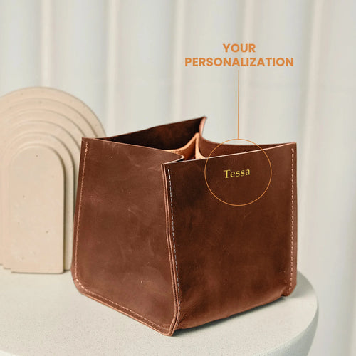 Storage Bin — Premium Personalized Handmade Leather Storage Bin | Pikore