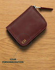 Small Leather Wallet with Zipper — Premium Personalized Handmade Leather Wallet | Pikore