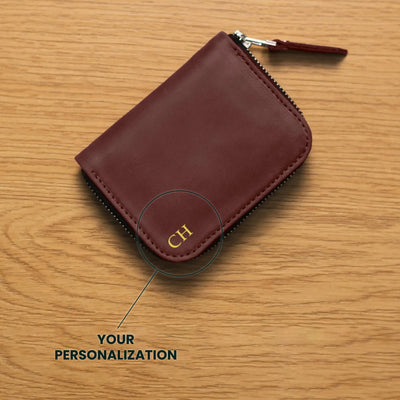 Small Leather Wallet with Zipper