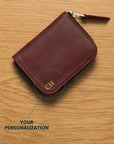 Small Leather Wallet with Zipper