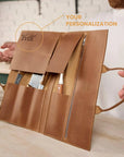 4-Slot Folding Knife Bag — Premium Personalized Handmade Leather Roll Bag | Pikore