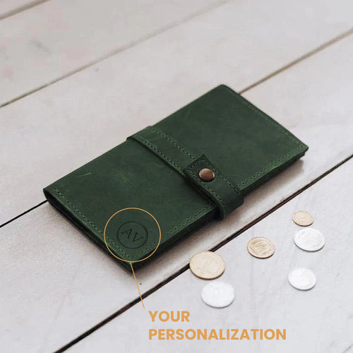 Snap Button Wallet Cambridge — Premium Personalized Handmade Leather Wallet | Pikore