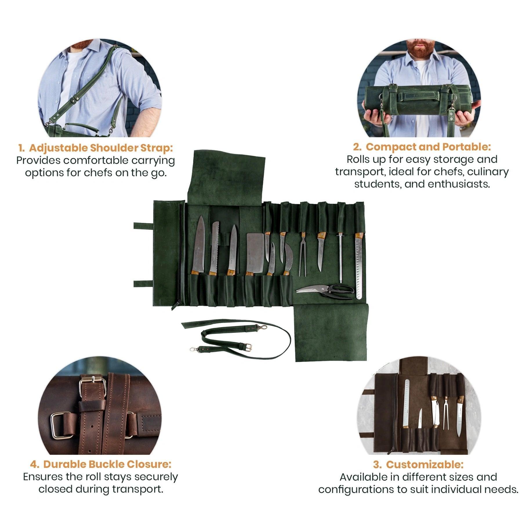 The Professional's Leather Knife Roll - Pikore