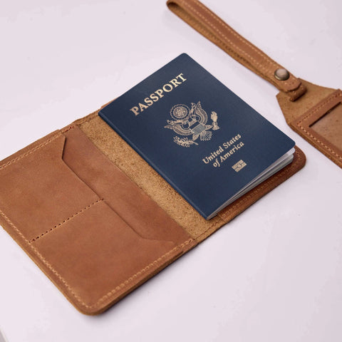 Leather Passport Holder & Luggage tag