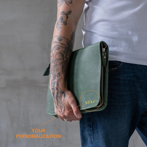 Zippered Padfolio Titan — Premium Personalized Handmade Leather Leather Portfolio | Pikore