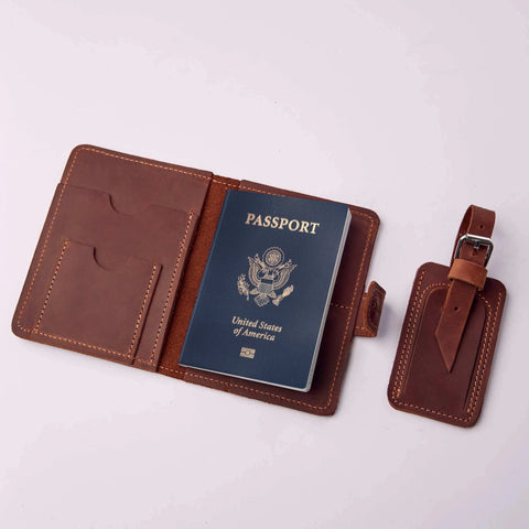 Leather Passport Wallet & Luggage tag