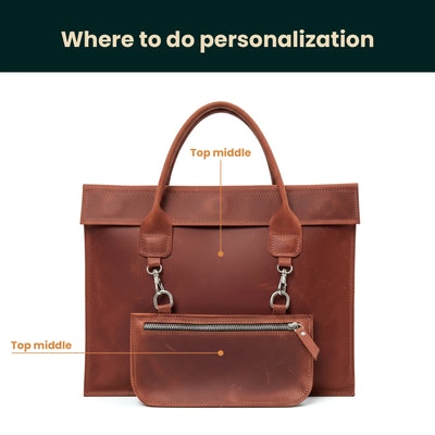 Laptop Bag with Small Pouch Set — Premium Personalized Handmade Leather Laptop Bag | Pikore