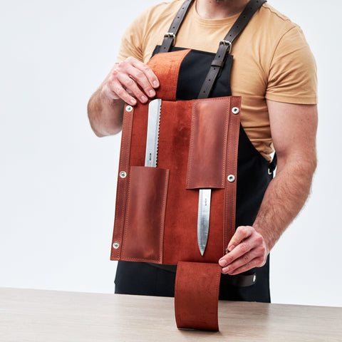 Personalized Leather Chefs Knife Case - Pikore