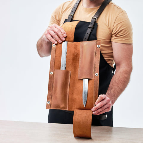 Personalized Leather Chefs Knife Case - Pikore