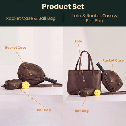 Leather Pickleball Bag with 2 Rackets Holder