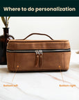 Toiletry Organizer Bag — Premium Personalized Handmade Leather Cosmetic Bag | Pikore