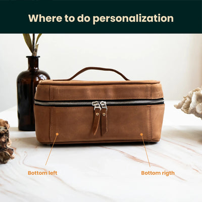Toiletry Organizer Bag — Premium Personalized Handmade Leather Cosmetic Bag | Pikore