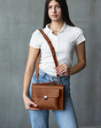 Leather Book Carrier Bag