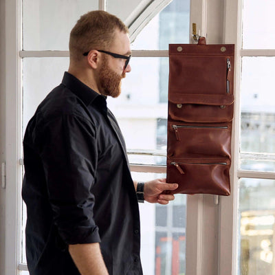 Leather Hanging Toiletry Bag - Pikore