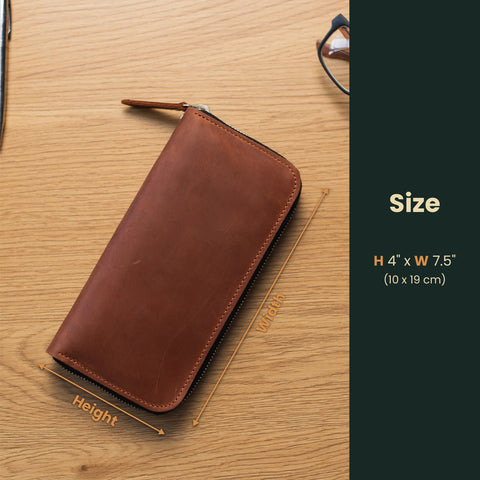 Long Leather Wallet for Women with Zipper