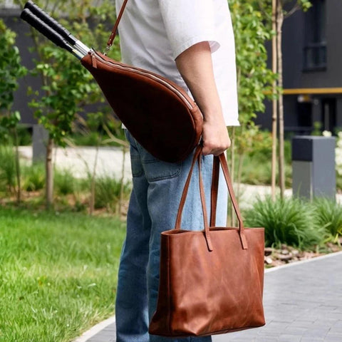 Leather Squash Bag with Racket Holder