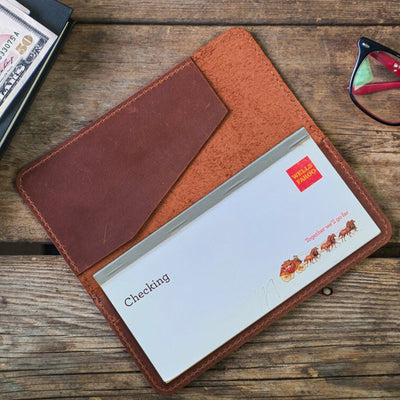Leather Checkbook Wallet — Premium Personalized Handmade Leather Add-ons | Pikore