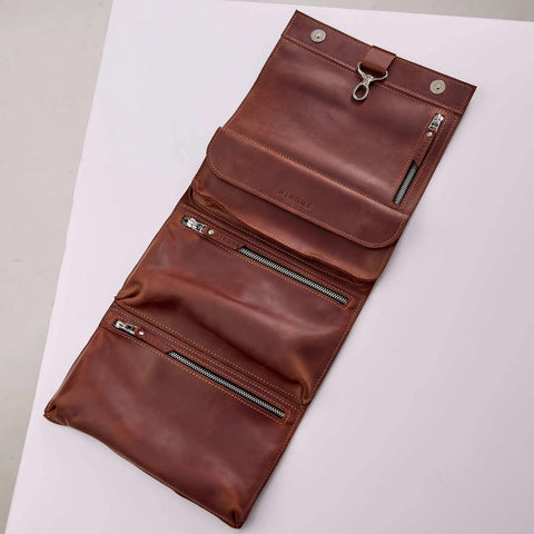 Leather Hanging Toiletry Bag - Pikore