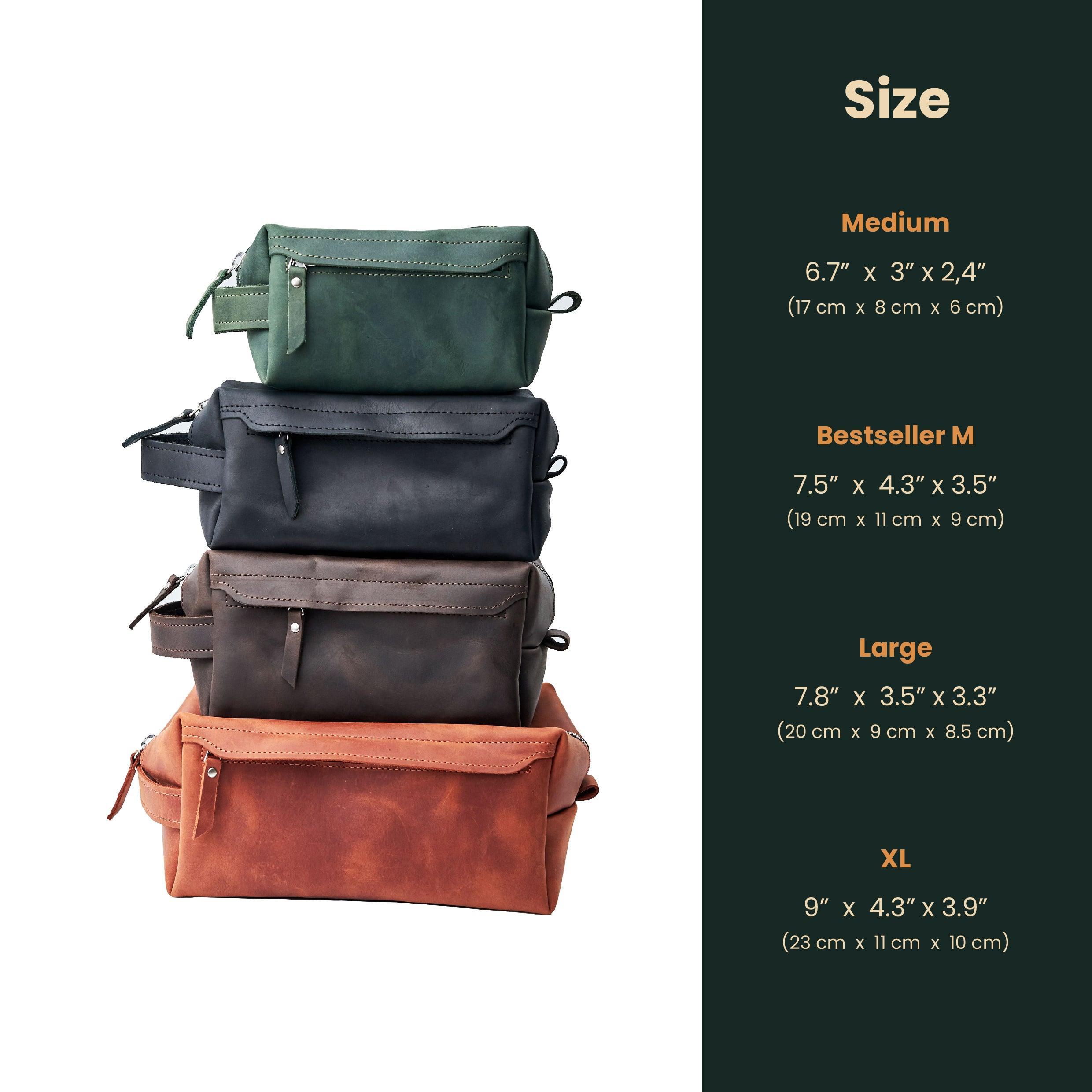 Extra large men's leather toiletry online bag