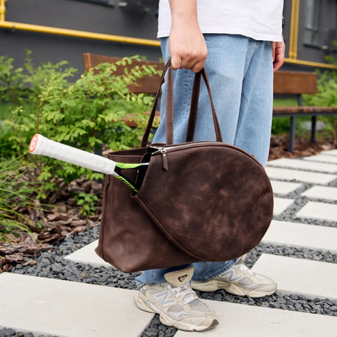 Leather Tennis Bag with Racket Holder