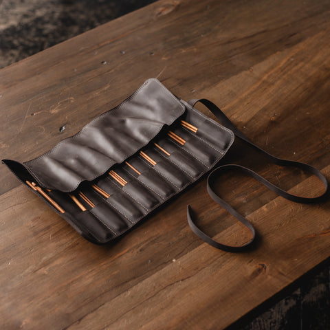 Leather Knitting Needle Case