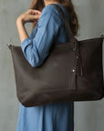Laptop Tote Bag Lisbon — Premium Personalized Handmade Leather Bag | Pikore