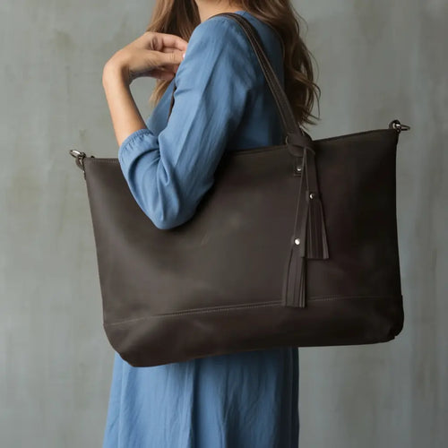 Laptop Tote Bag Lisbon — Premium Personalized Handmade Leather Bag | Pikore