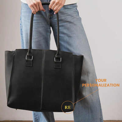 Laptop Tote Bag Valencia — Premium Personalized Handmade Leather Bag | Pikore