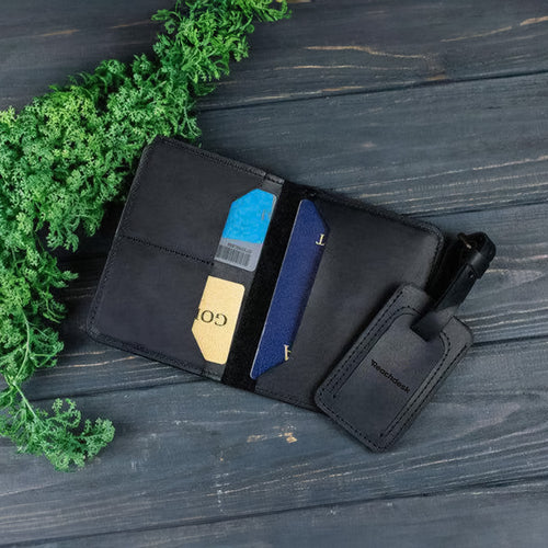 Leather Passport Wallet and Luggage Tag — Premium Personalized Handmade Leather Add-ons | Pikore