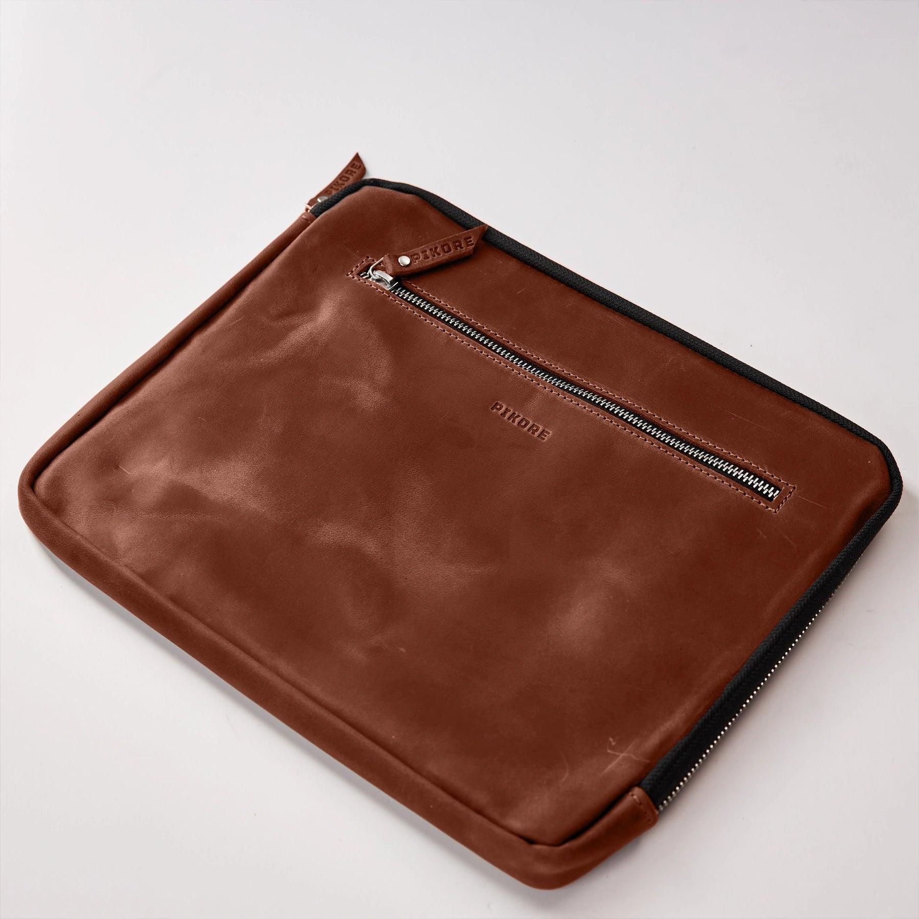 Leather Macbook Sleeve with Zipper - Pikore