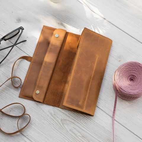 Leather Knitting Needle Roll