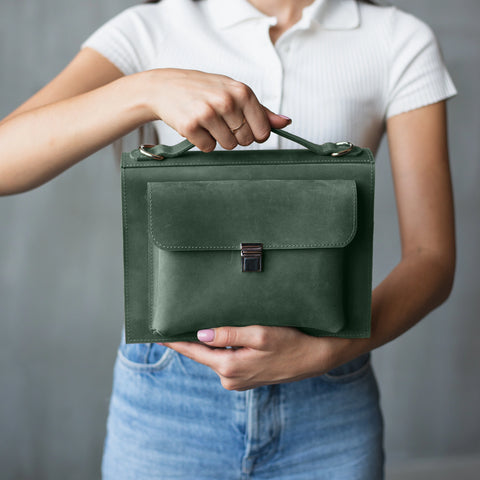 Leather Book Carrier Bag