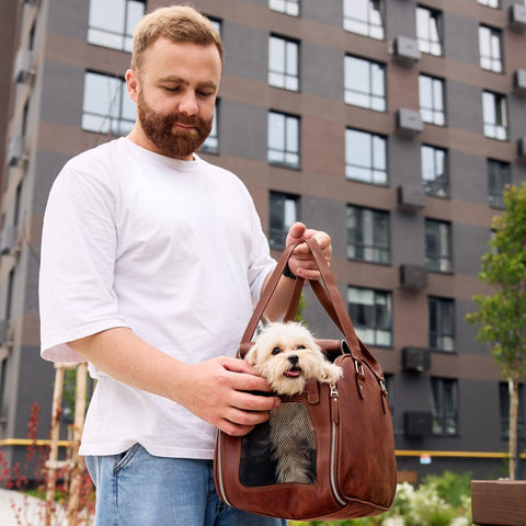 Leather Dog Carrier Bag