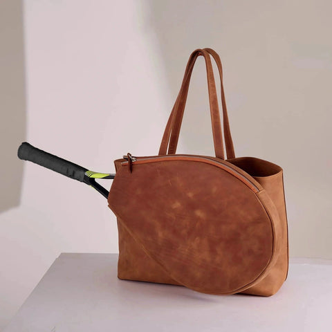 Leather Tennis Bag with Racket Holder