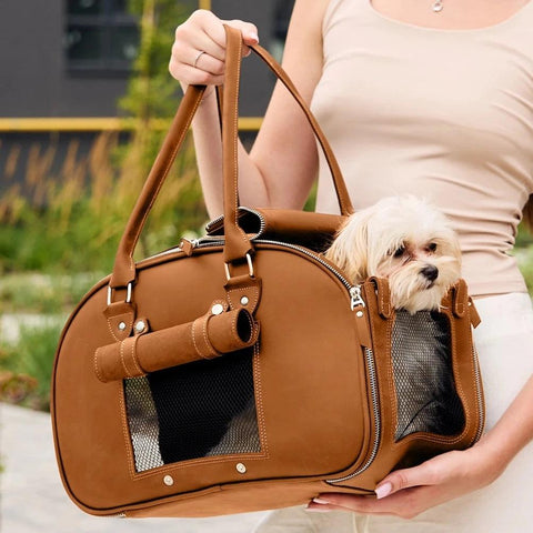 Leather Dog Carrier Bag