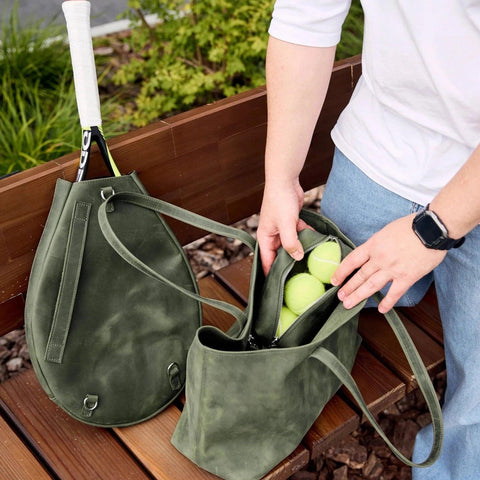 Leather Tennis Bag with Racket Holder