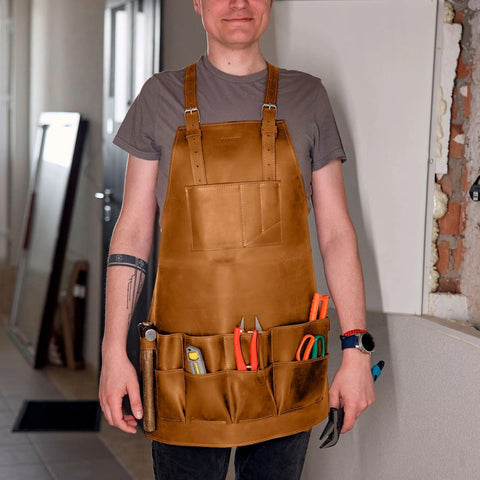 12-Pocket Leather Tool Apron - Pikore