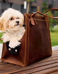 Leather Dog Travel Bag