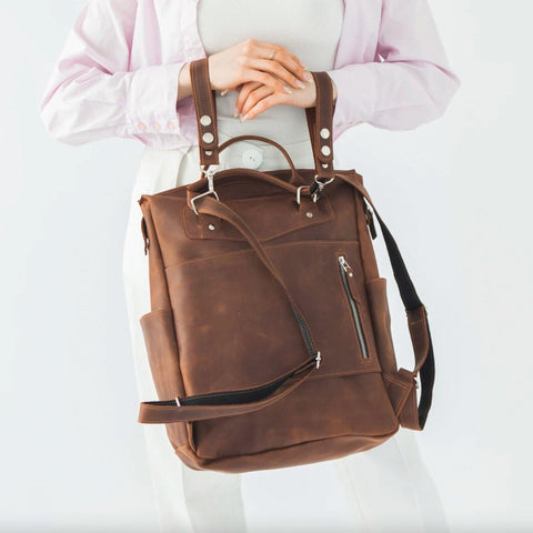 Leather Diaper Bag Backpack