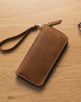 Long Leather Wallet for Women with Zipper