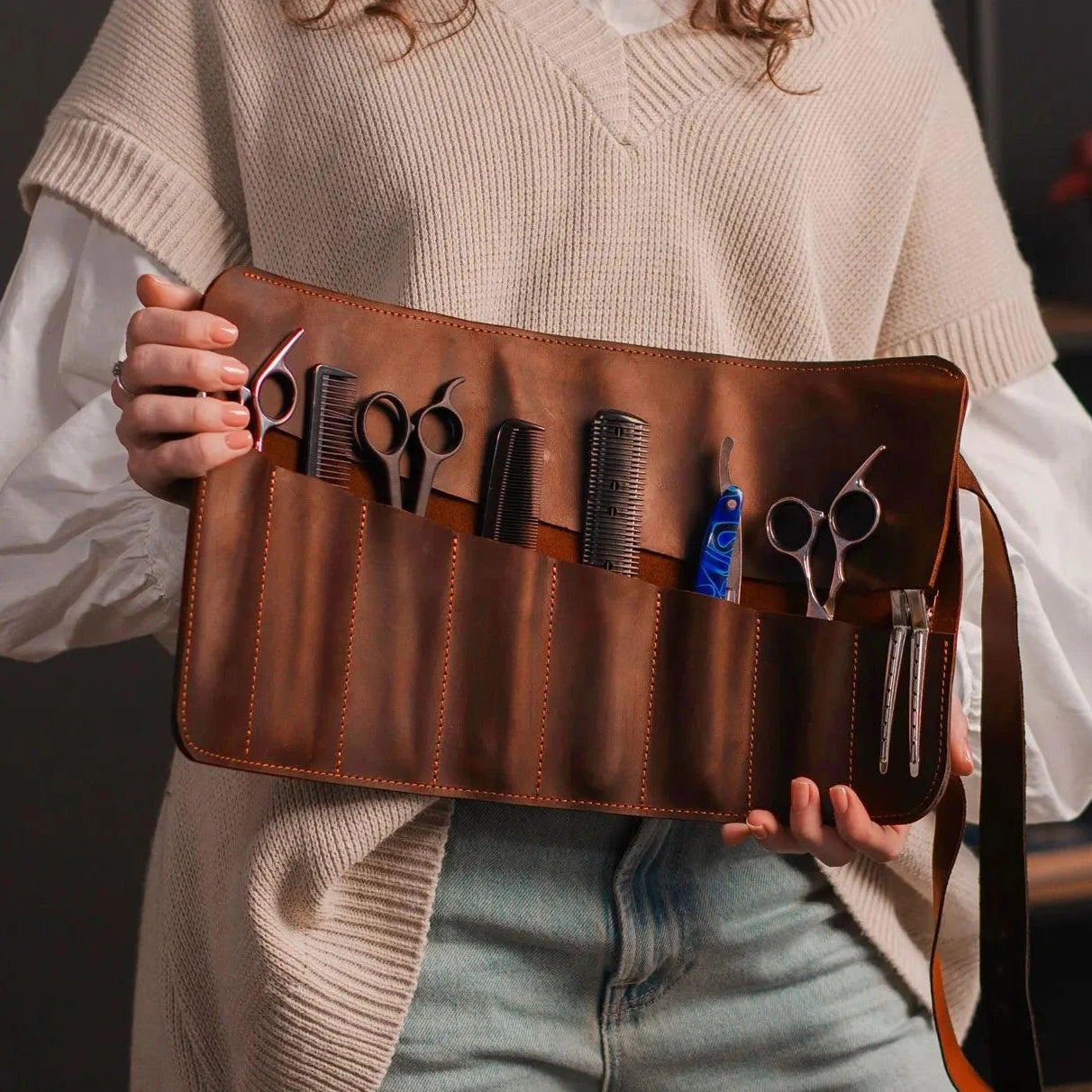 Leather Barber Tool Roll - Pikore