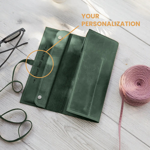 Knitting Needle Roll — Premium Personalized Handmade Leather  | Pikore