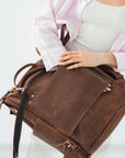 Leather Diaper Bag Backpack