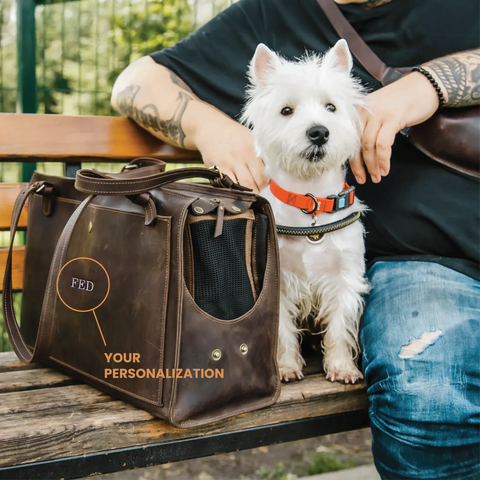 Leather Dog Travel Bag