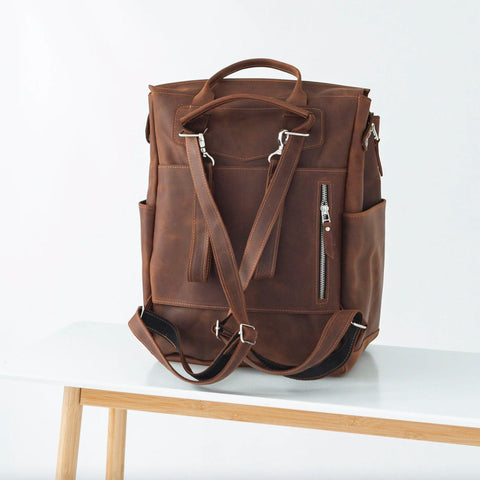 Leather Diaper Bag Backpack