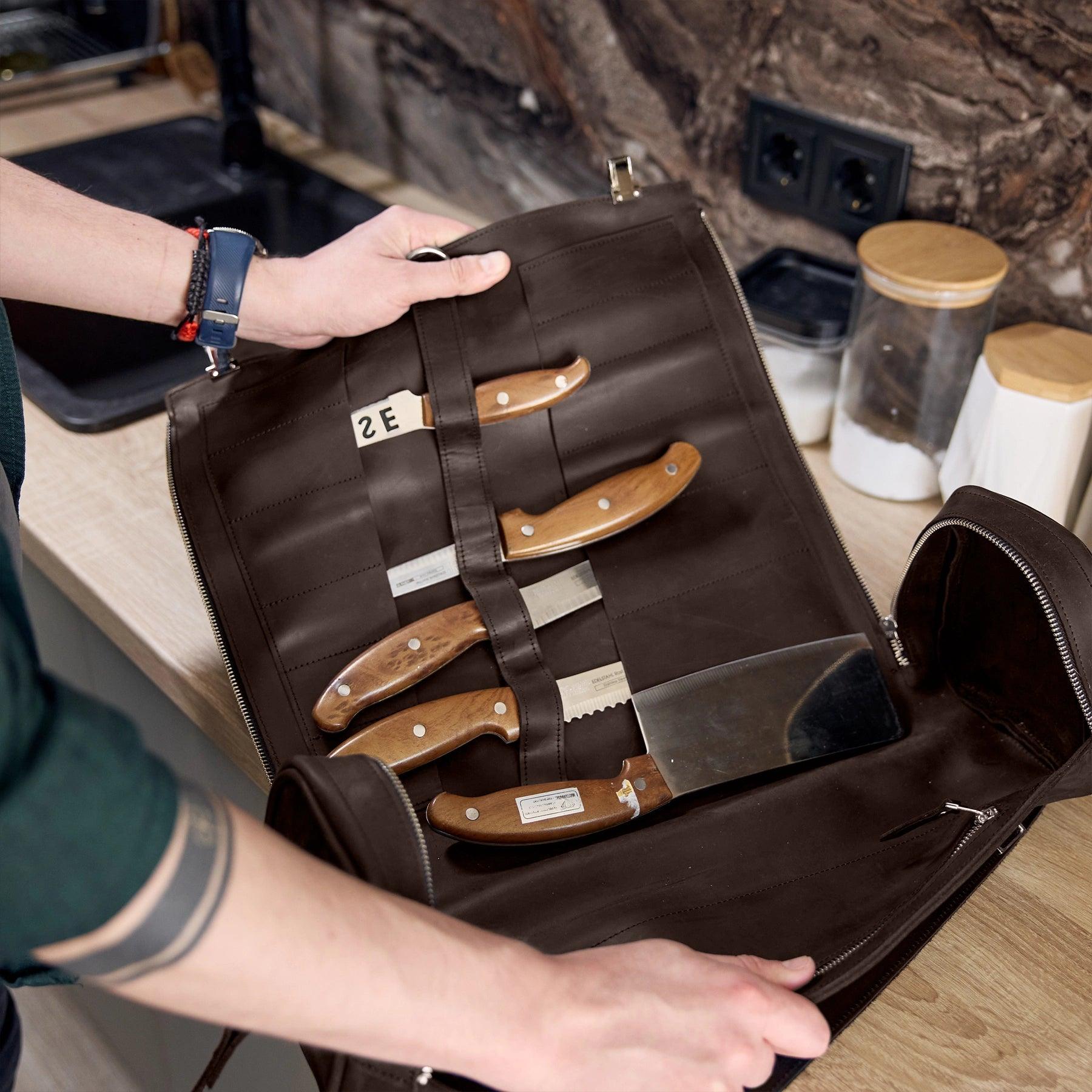 Personalized Leather Knife Bag For Chefs