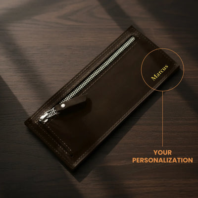 Slim Long Leather Wallet — Premium Personalized Handmade Leather Wallet | Pikore