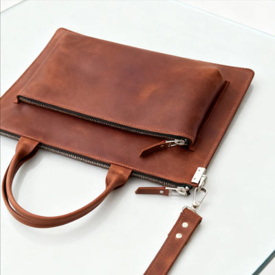 Leather Laptop Bag — Premium Personalized Handmade Leather Laptop Sleeve | Pikore