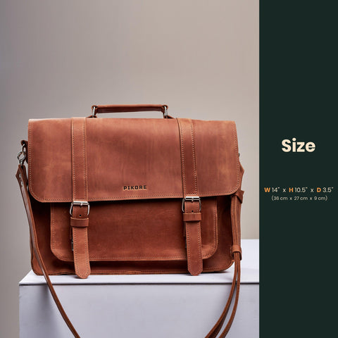 Briefcase Leather Bag - Pikore